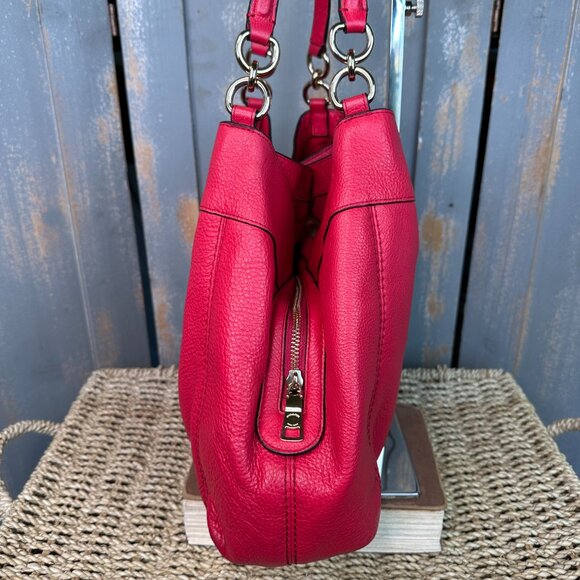 Coach Lexy Pebbled Leather Shoulder Bag Deep Pink - Picture 6 of 16